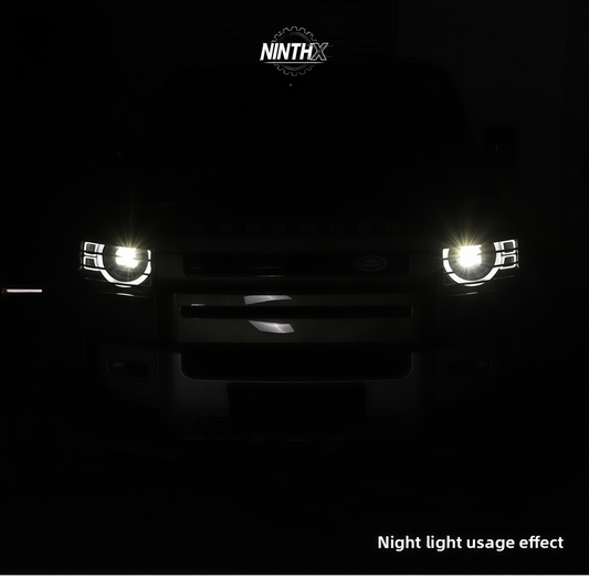 Heavy-duty metal headlight guard grilles for Defender L663 90/110/130, installed view