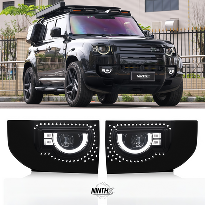LED fog lights with DRL dynamic turn signal for Defender L663 90/110/130, installed view