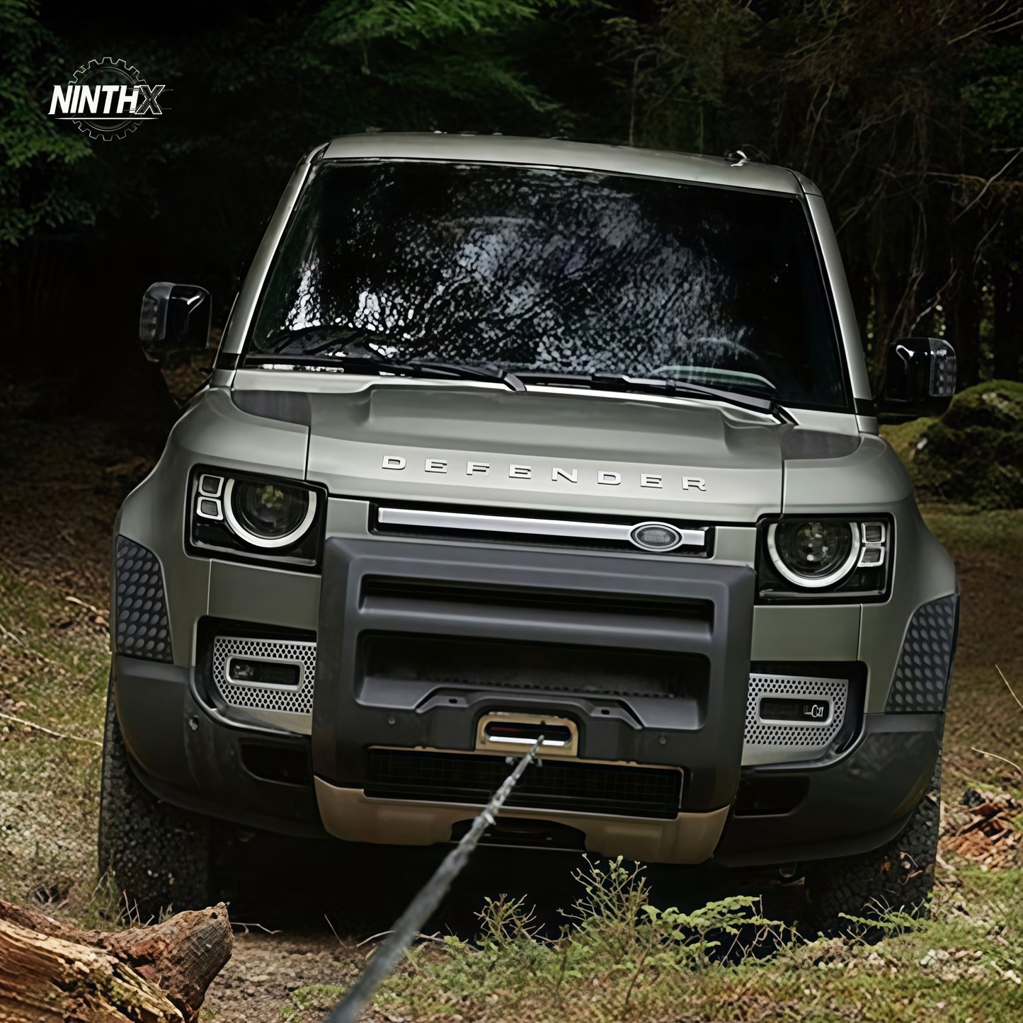 Hidden front winch mount cradle tray for Defender L663 90/110/130, installed view