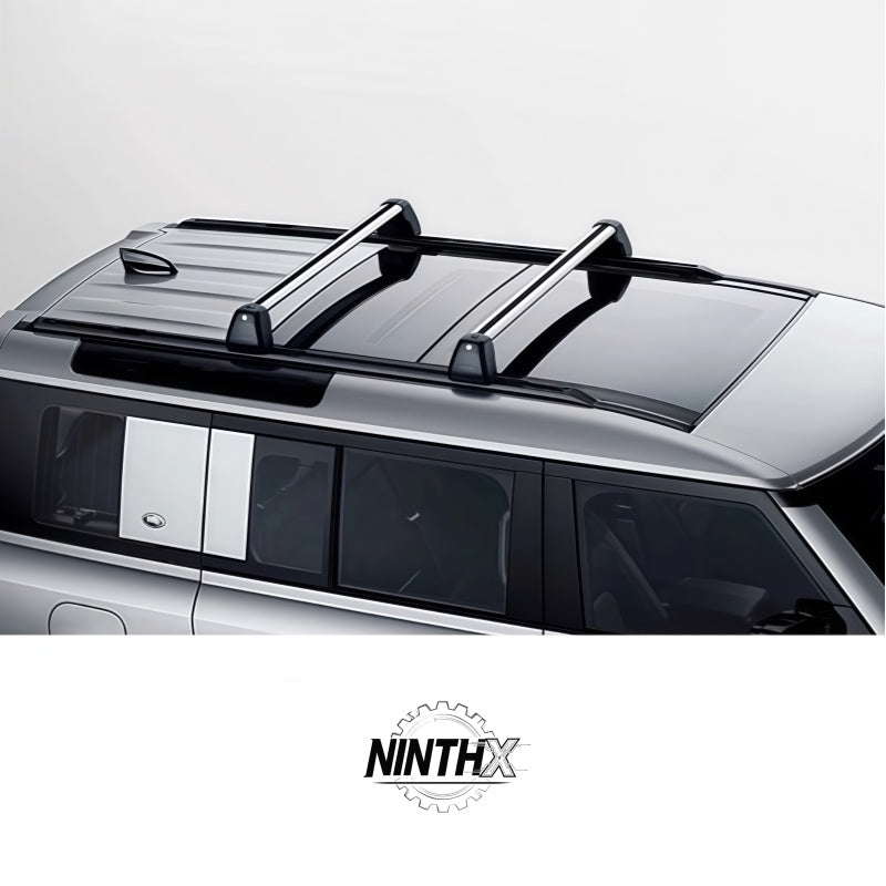 Heavy-duty aluminum roof rack cross bars for Defender 90/110 L663, installed view