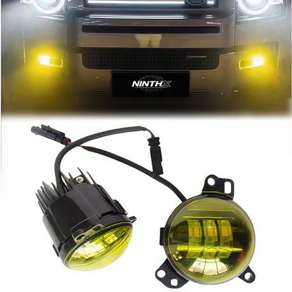 Selective yellow LED fog light upgrade for Defender L663 90/110/130, installed view
