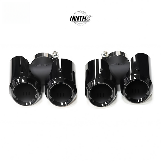 Quad exhaust tips stainless-steel upgrade for Defender L663 90/110/130, installed view