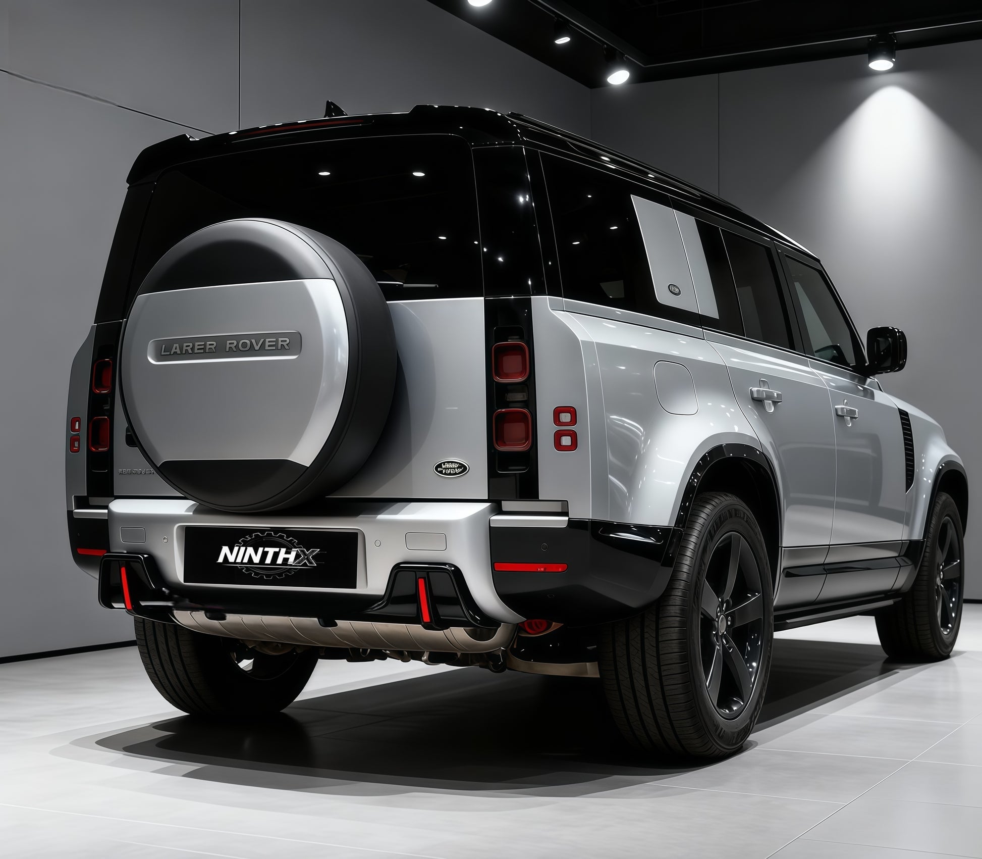 Rock-style rear bumper guard LED diffuser for Defender L663 90/110/130, installed view