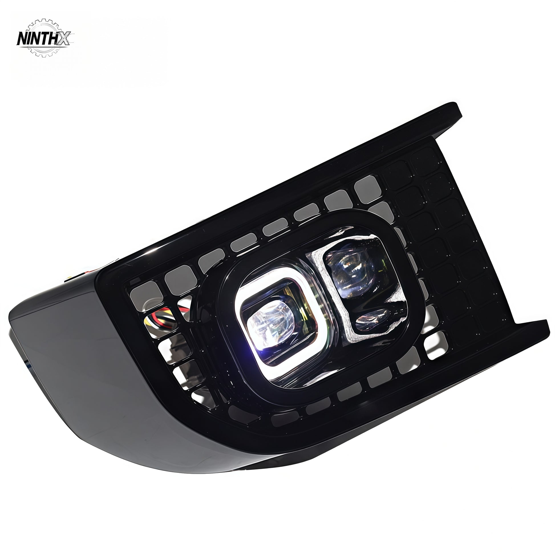 Smoked-lens square LED taillight reflector, side profile