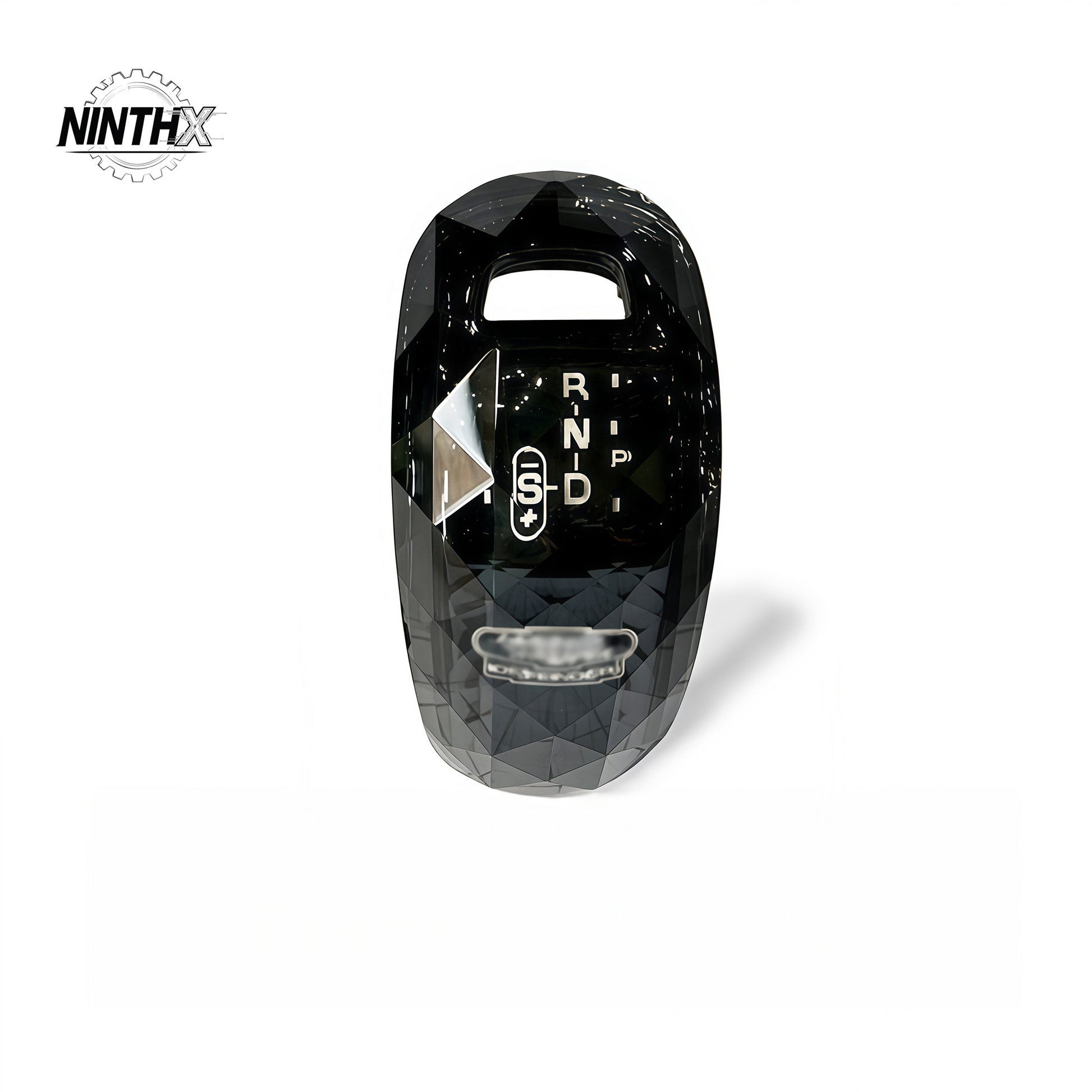 Premium high-gloss crystal shifter knob, close-up detail