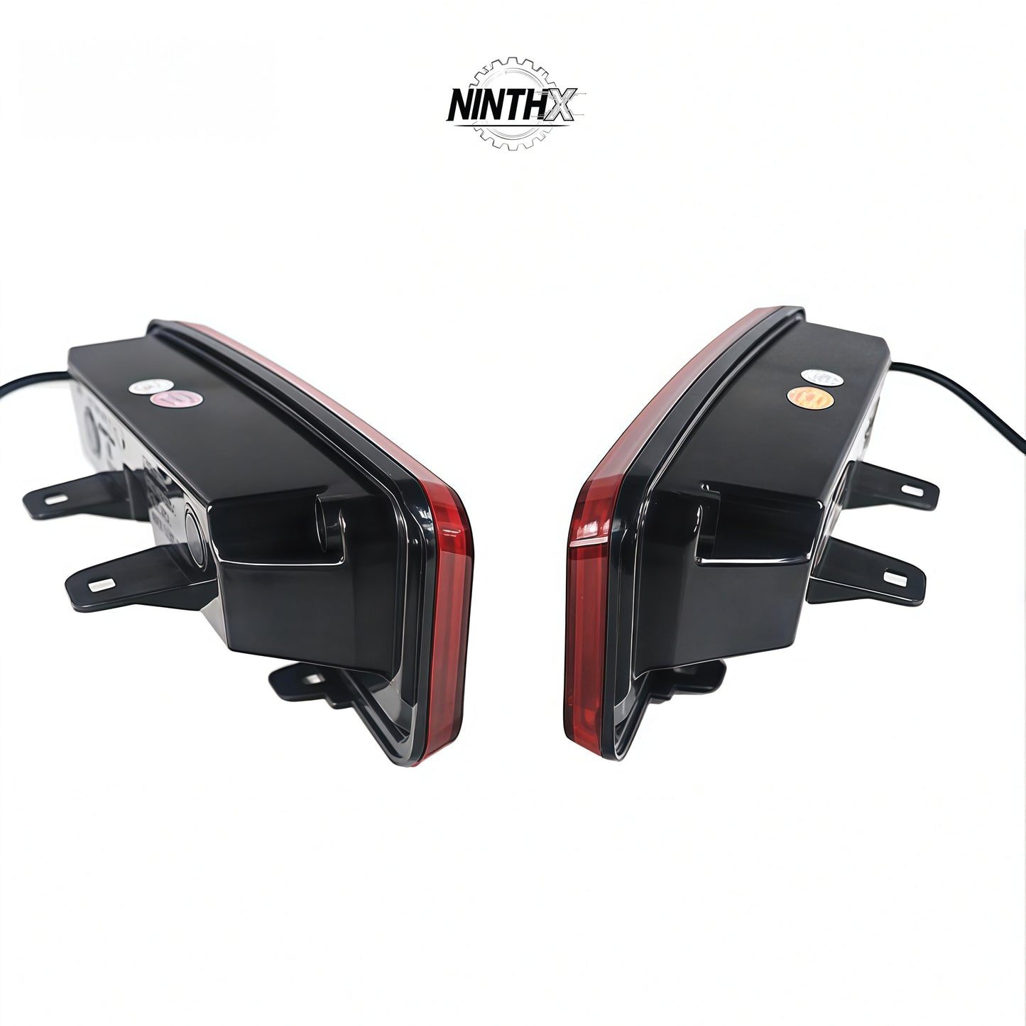 High-intensity rear bumper reflector light, front angle view