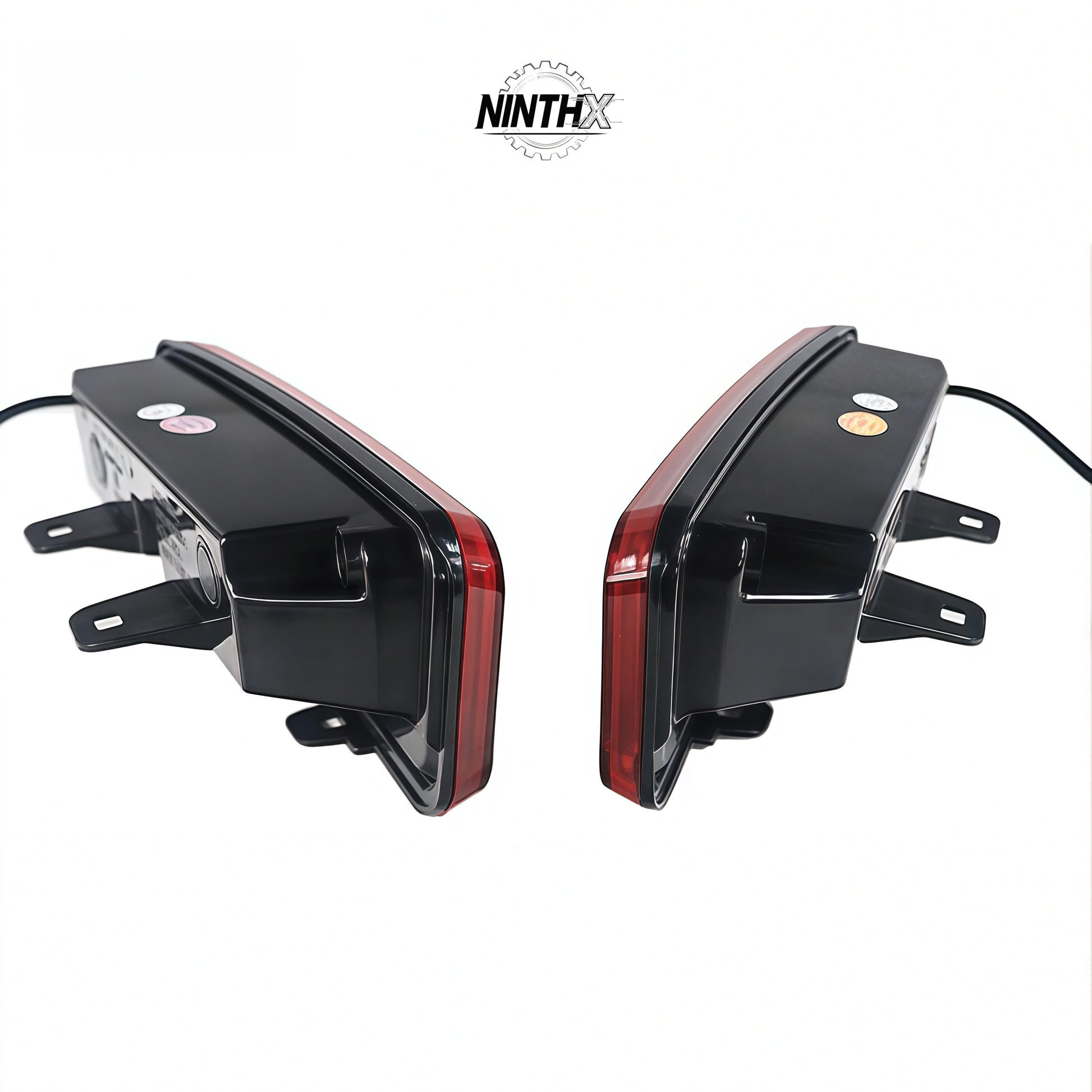 High-intensity rear bumper reflector light, front angle view