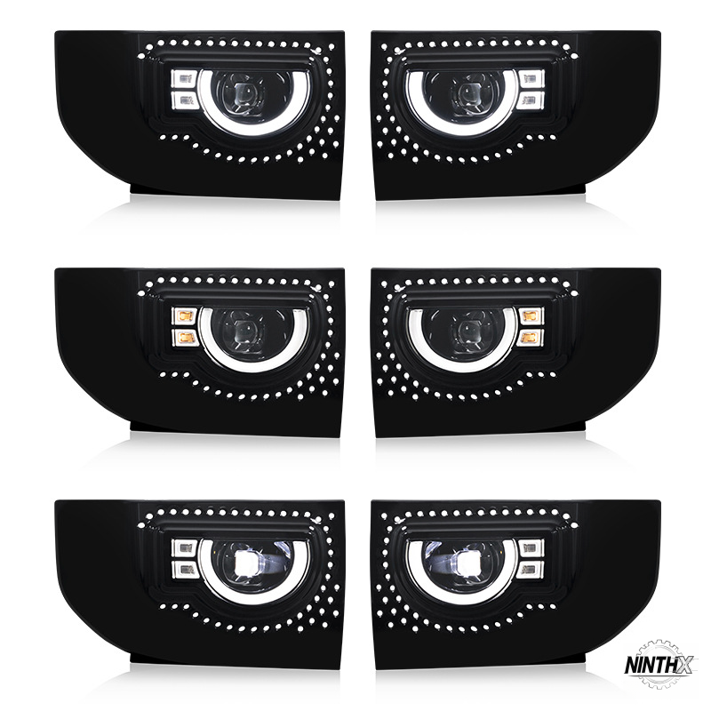High-brightness front bumper fog lamps, close-up detail