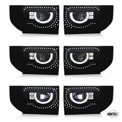 High-brightness front bumper fog lamps, close-up detail
