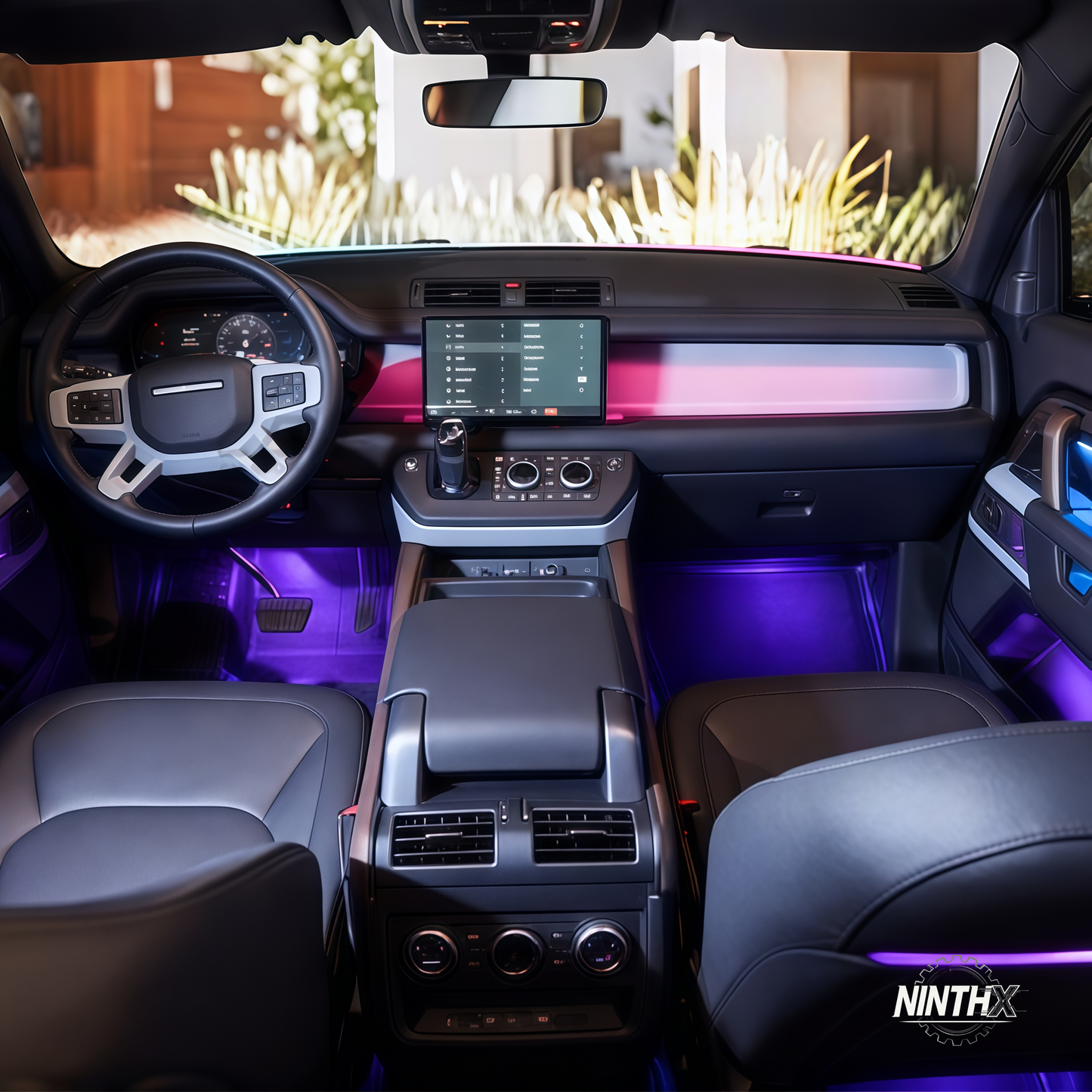 Multi-color LED ambient interior lighting kit for Defender L663 90/110/130, installed view