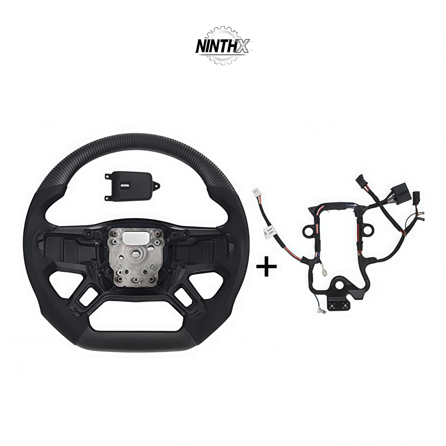 Perforated leather grip racing wheel, close-up detail