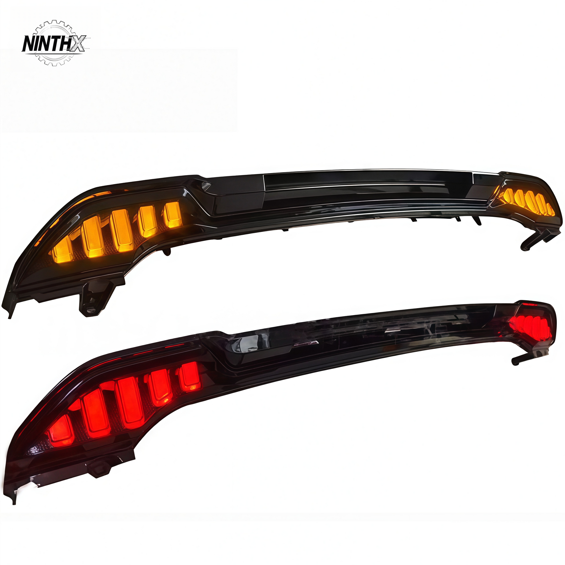 Gloss-black aerodynamic LED spoiler deflector, side profile