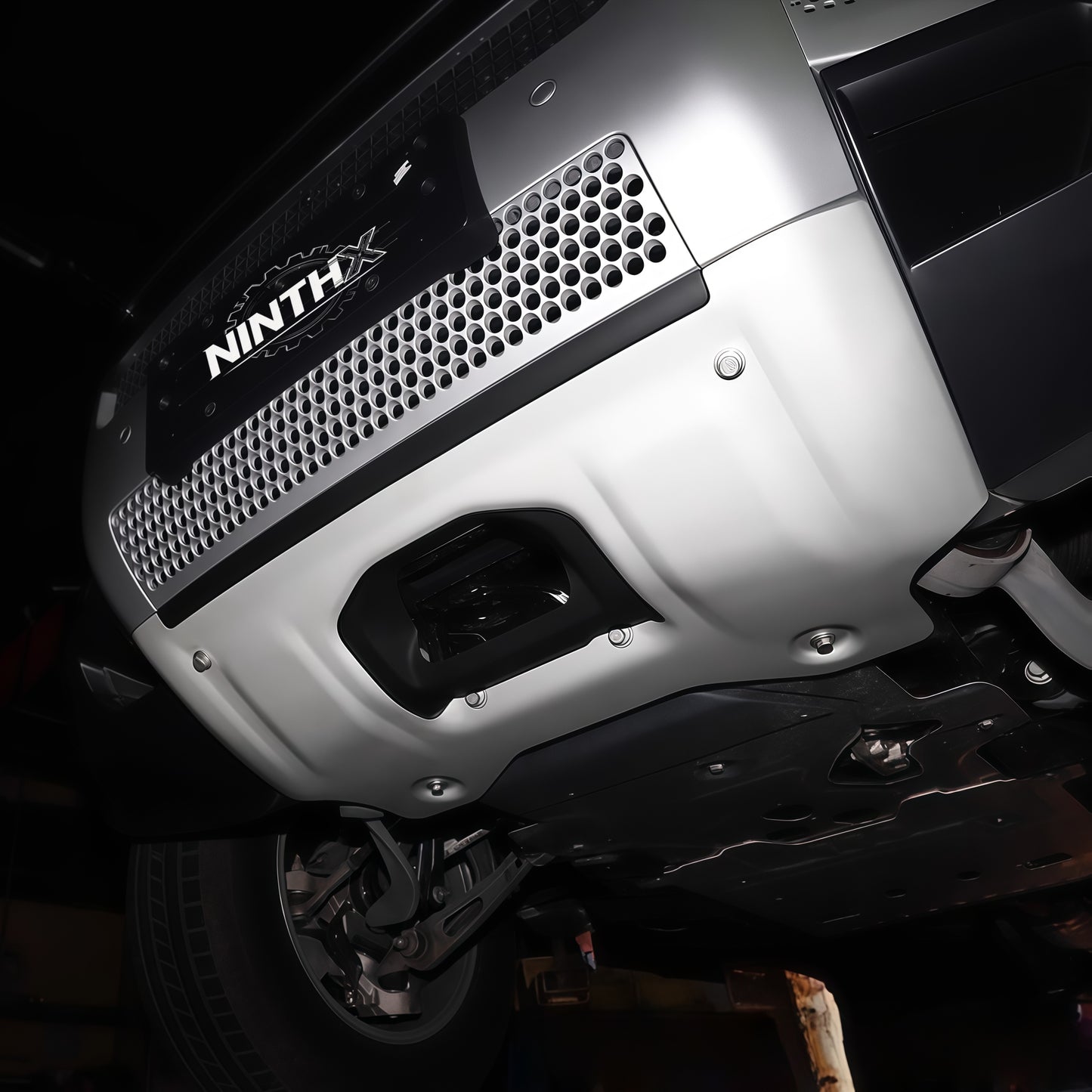 5mm aluminum front skid plate sump guard for Defender L663 90/110/130, installed view