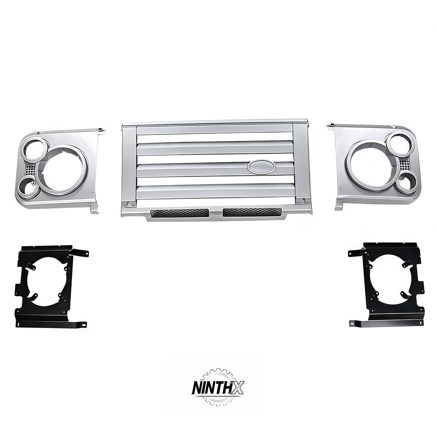 Direct-replacement classic grille fascia fits Defender L316 90/110 2006-2016, fitment view