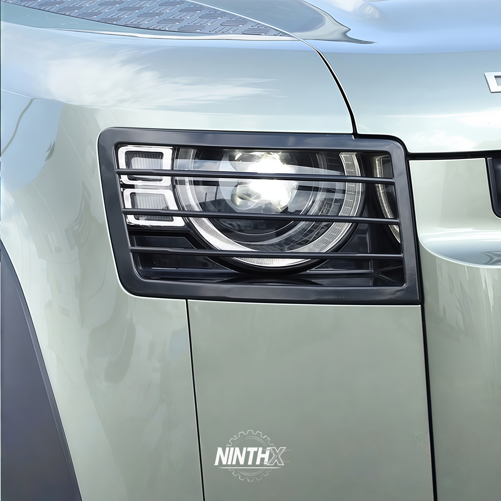 Off-road stone-impact headlight covers, close-up detail