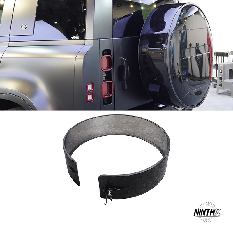 Anti-theft lockable spare tire surround, close-up detail