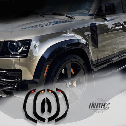 Aggressive scratch-resistant wheel arches fits Defender 90/110 L663, fitment view
