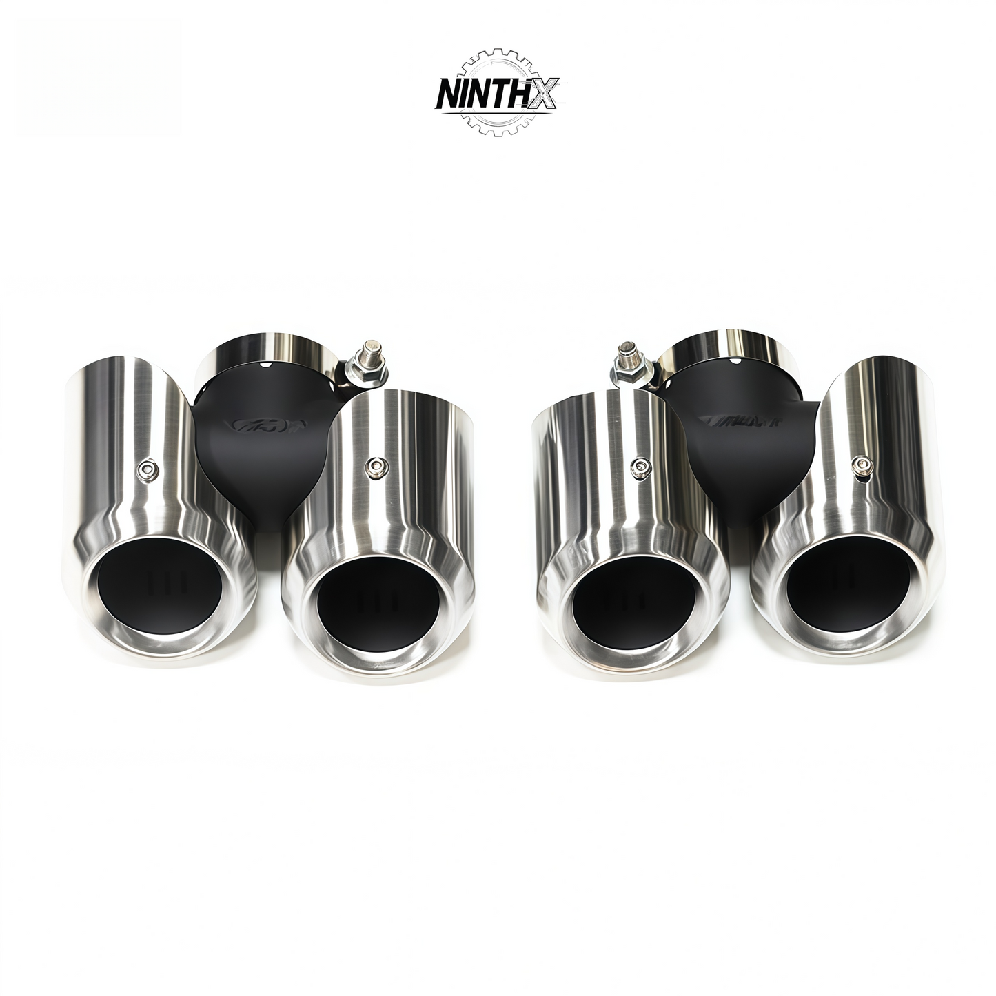 Bolt-on quad muffler tip replacement fits Defender L663 90/110/130, fitment view