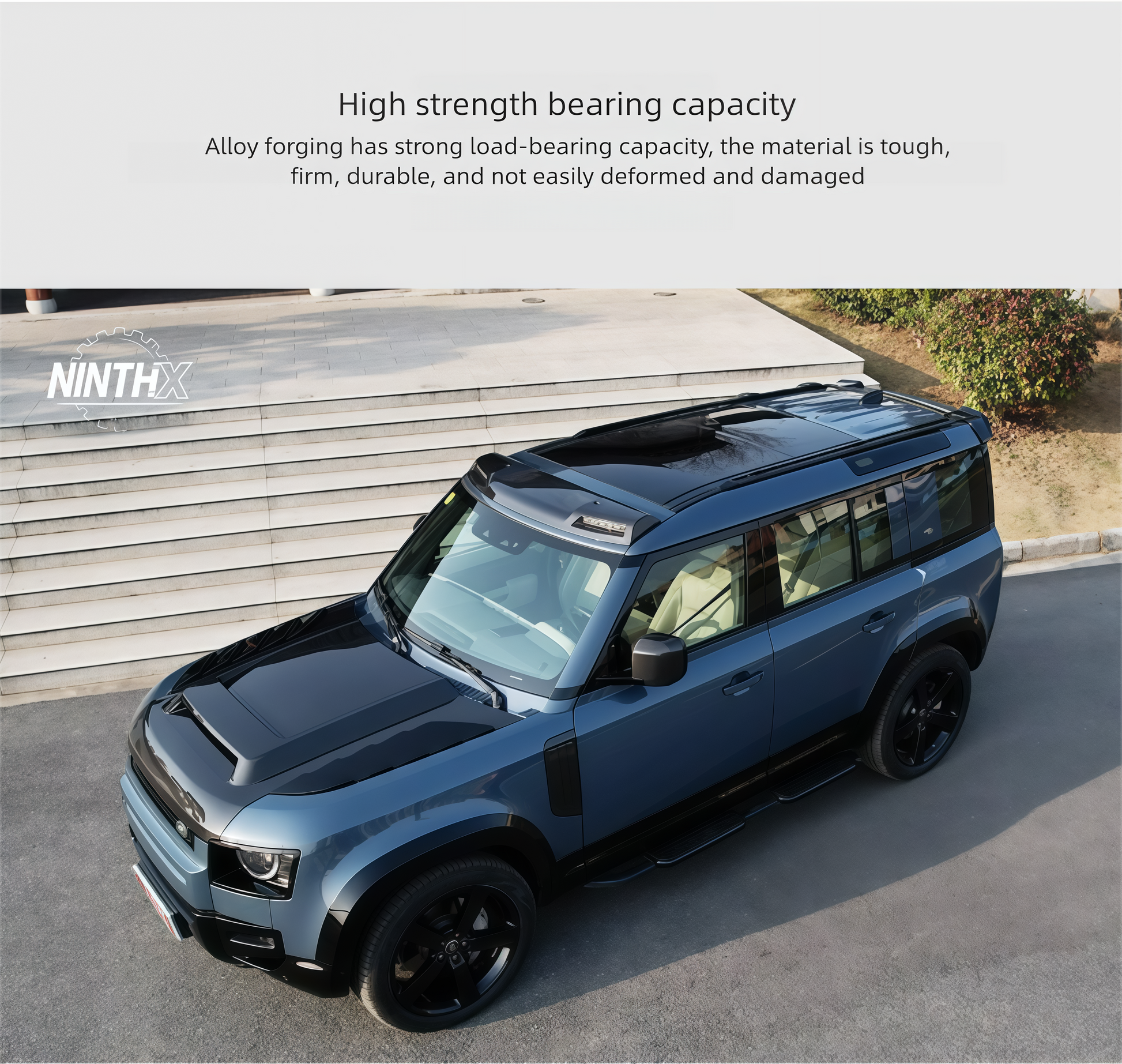 Weather-resistant aluminum cargo carrier, detail view