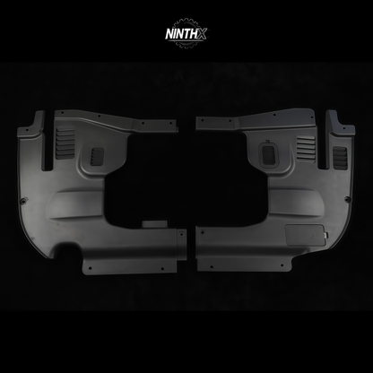 Heat-resistant ABS under-hood side panels, side profile