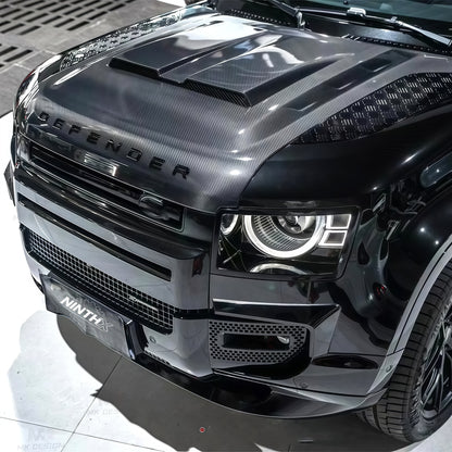 High-performance dry carbon engine hood, finish detail