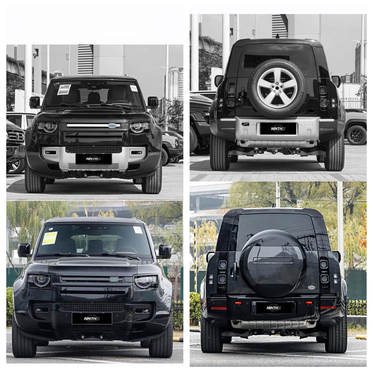 Gloss-black front and rear bumper trim, close-up detail