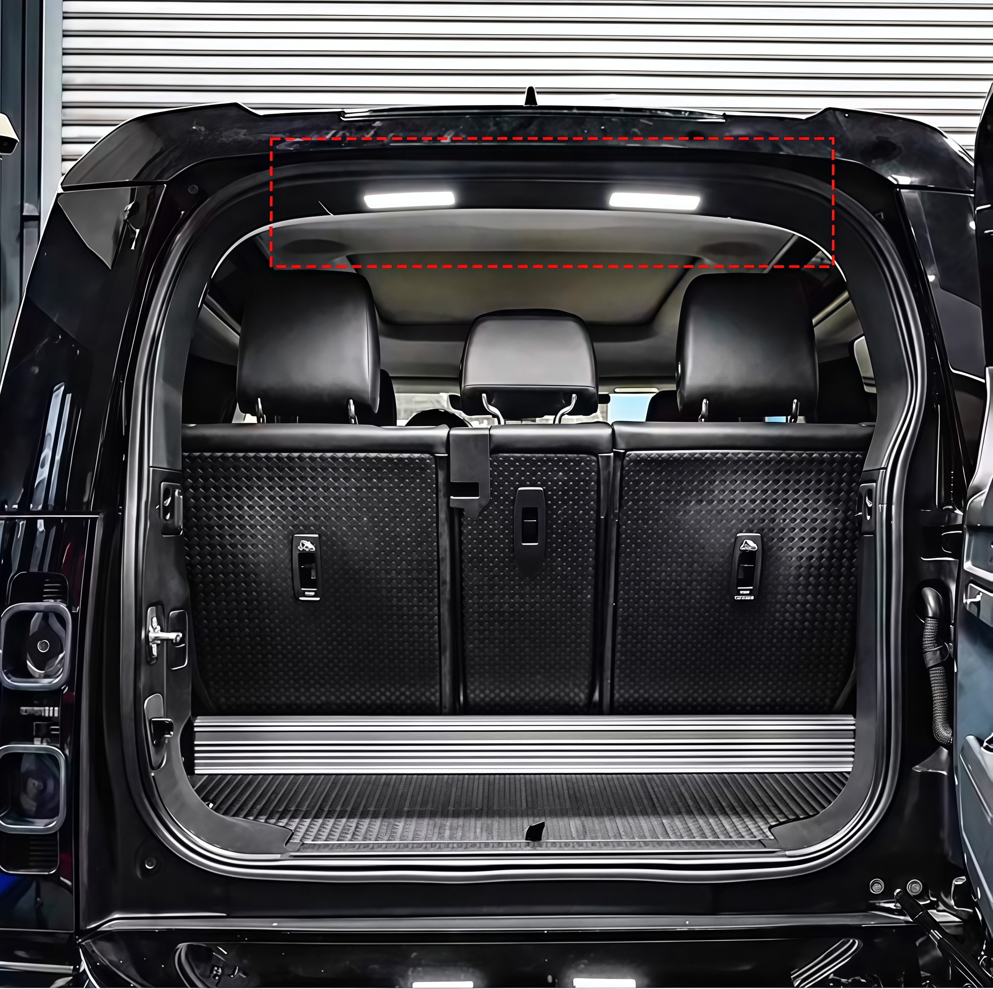 High-visibility white trunk LED panel, side profile
