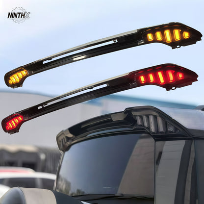 Dynamic start-up animation rear roof wing, front angle view