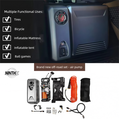 Off-road fast-inflation tire pump kit, side profile