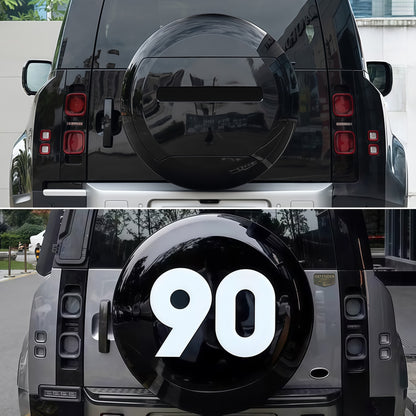 Kahn-style hard-shell spare tire cover, detail view