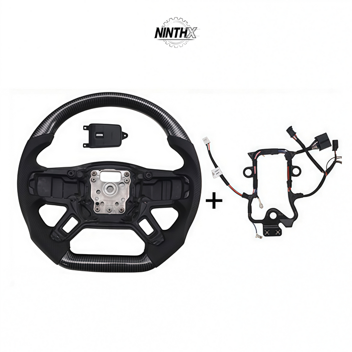 Flat Bottom Carbon Fiber Steering Wheel for Defender L663, main product view