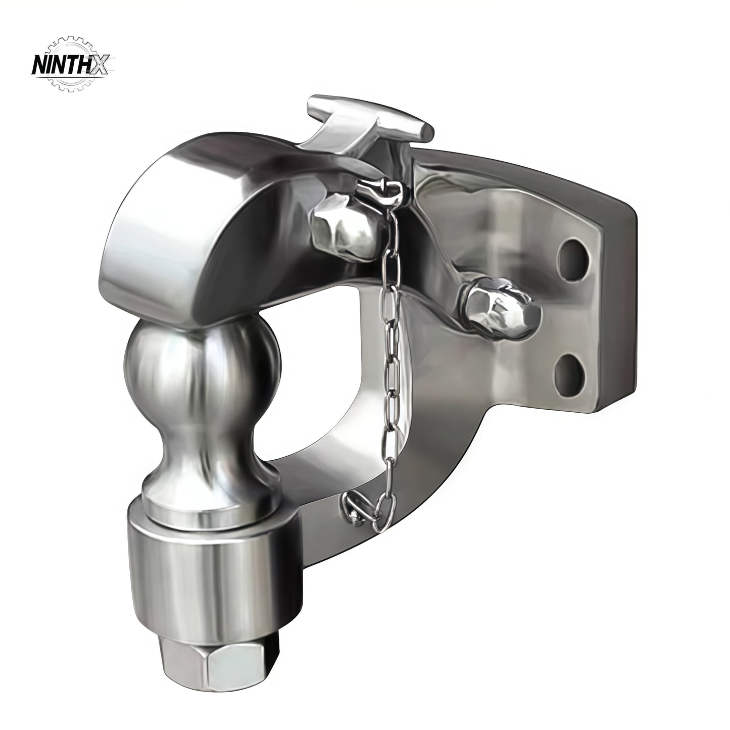 Polished stainless pintle hook and tow ball hitch with safety chain for Land Cruiser Prado LC250