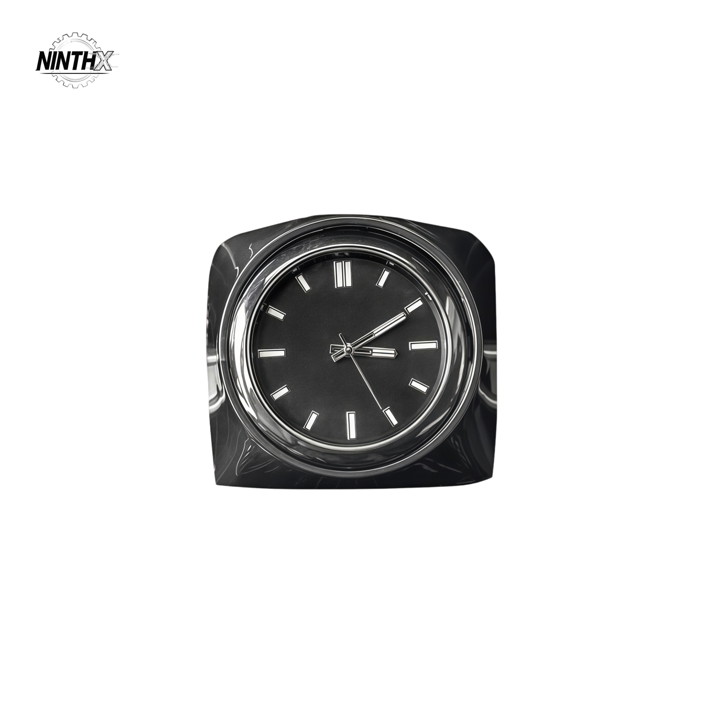 Chrome-rimmed analog quartz console clock for Toyota Land Cruiser Prado LC250