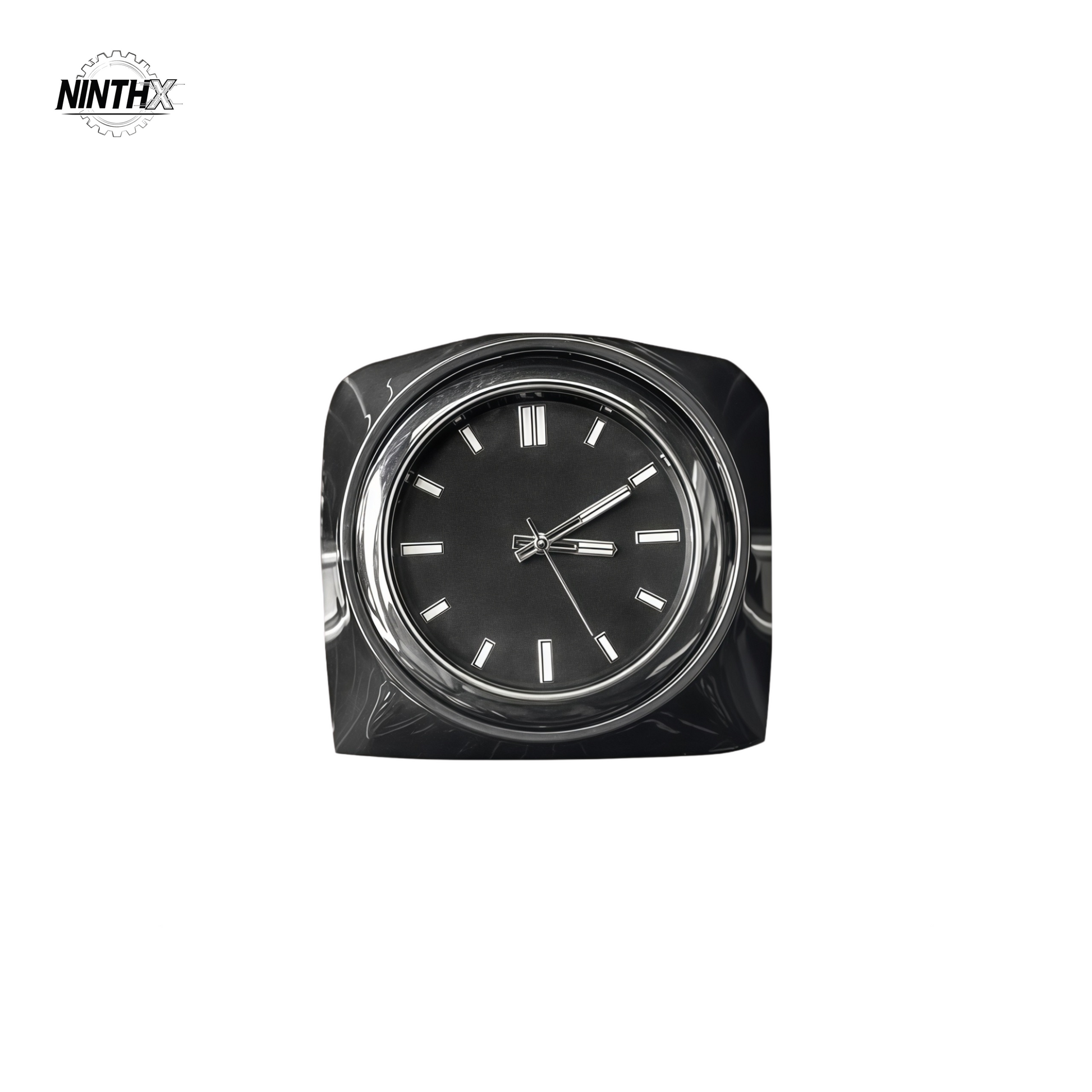 Chrome-rimmed analog quartz console clock for Toyota Land Cruiser Prado LC250