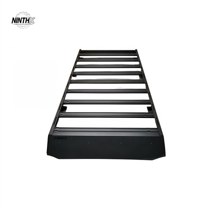 Black flat-top alloy roof cargo rack, Style 2, for Land Cruiser Prado LC250