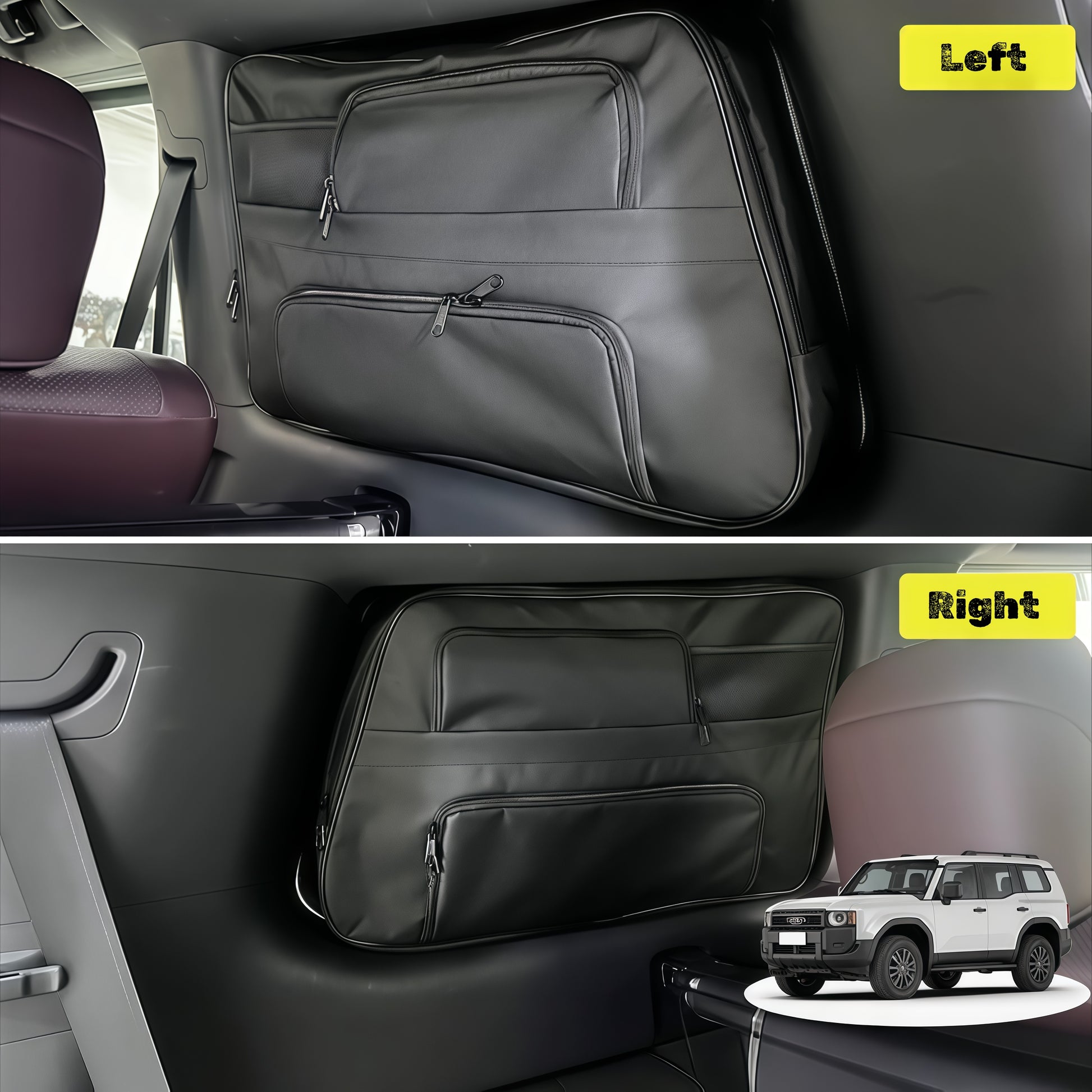 Padded storage organizers cargo side window storage panel
