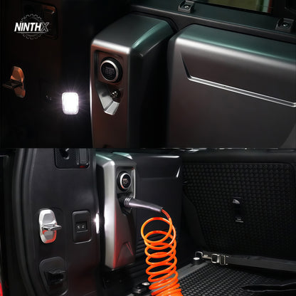 OEM-style hidden tire inflator pump, front angle view