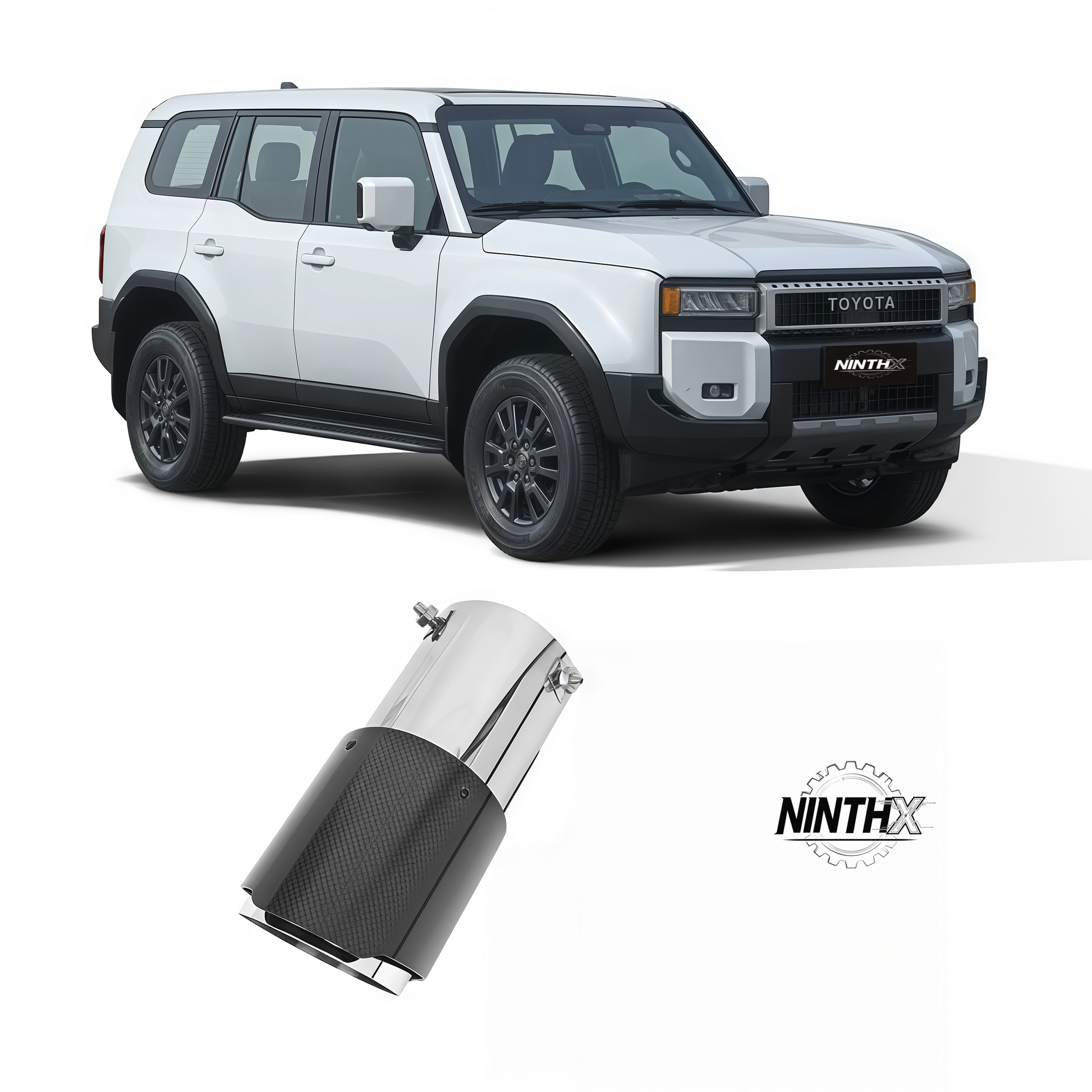 Angle cut tip exhaust tail pipe trim for Land Cruiser Prado LC250