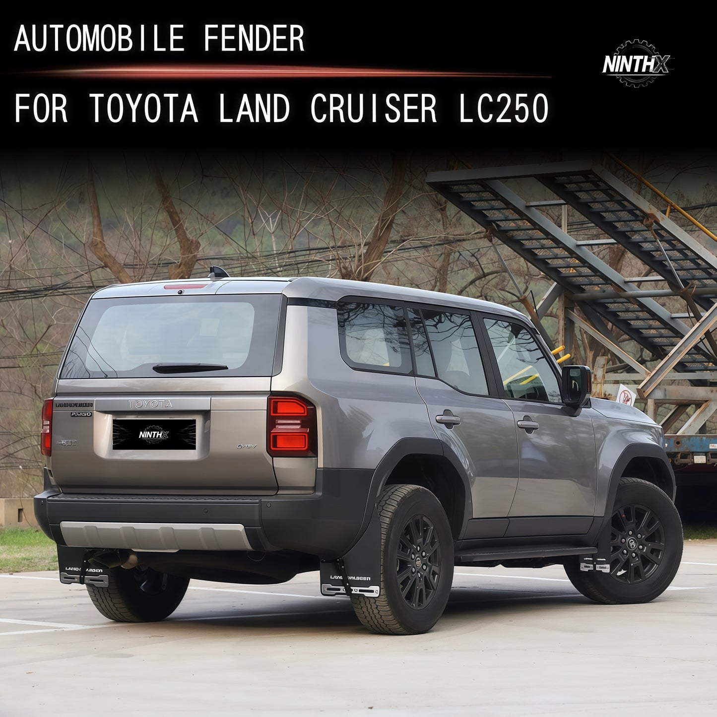 Weather durable mud flaps for LC250