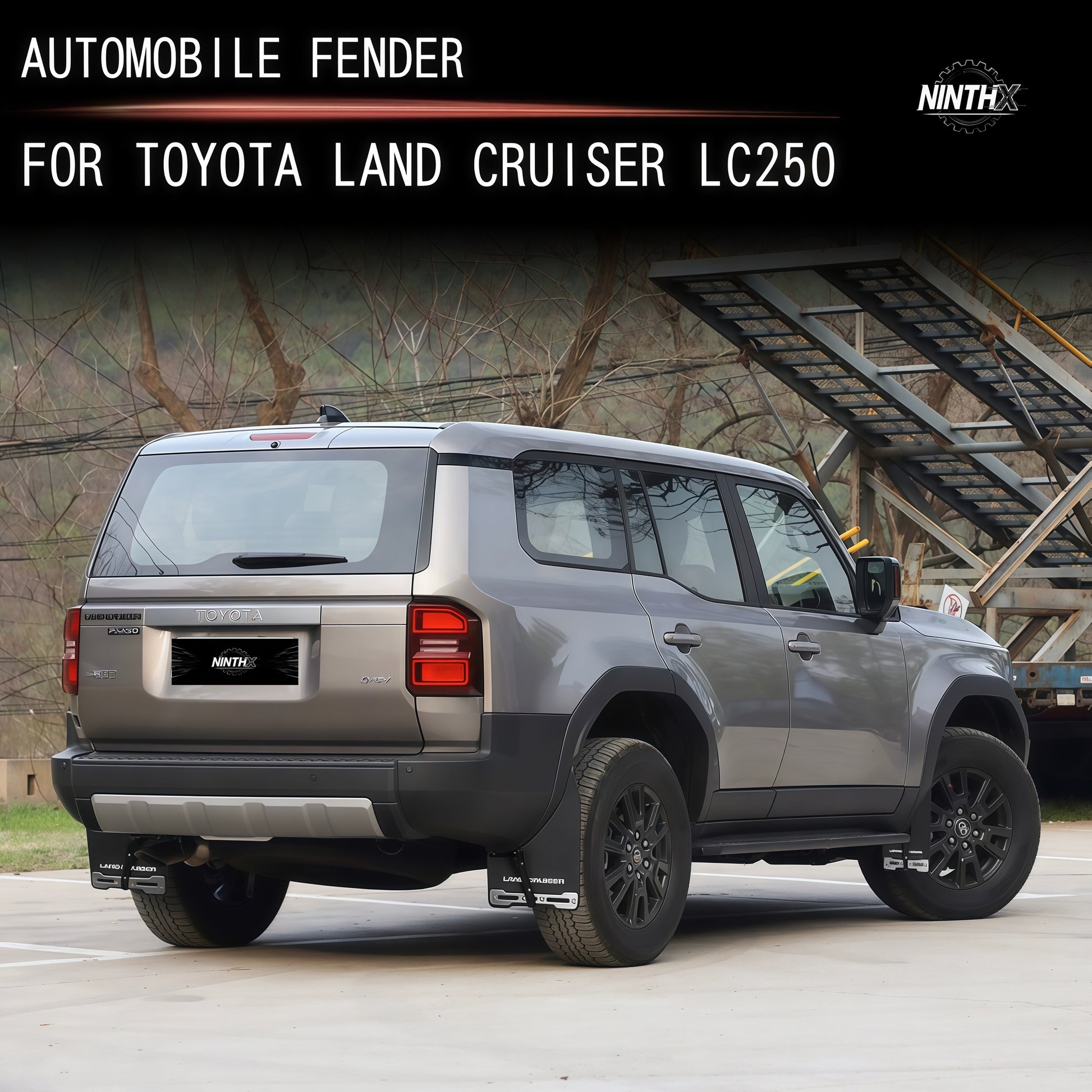 Weather durable mud flaps for LC250