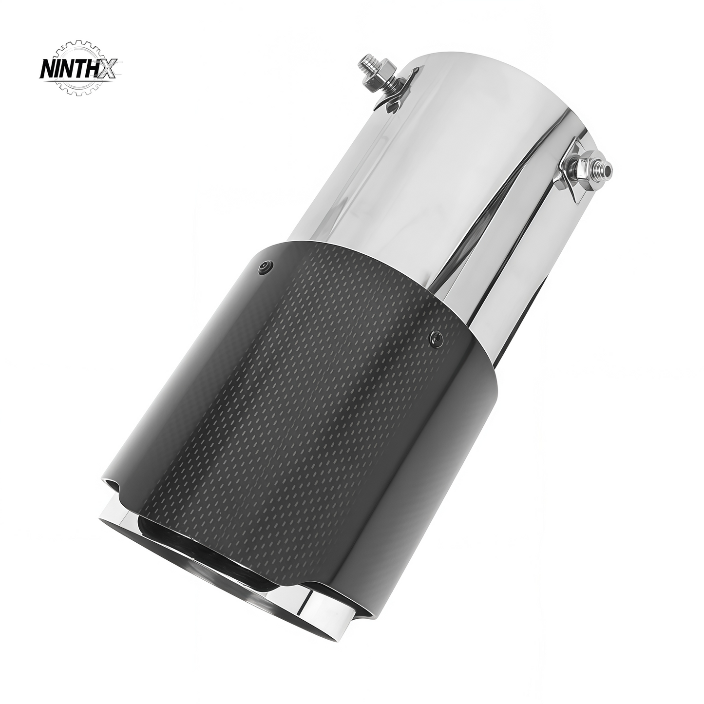 Stainless exhaust tail pipe trim with carbon-fiber outer sleeve and angle-cut tip for Toyota Land Cruiser Prado LC250