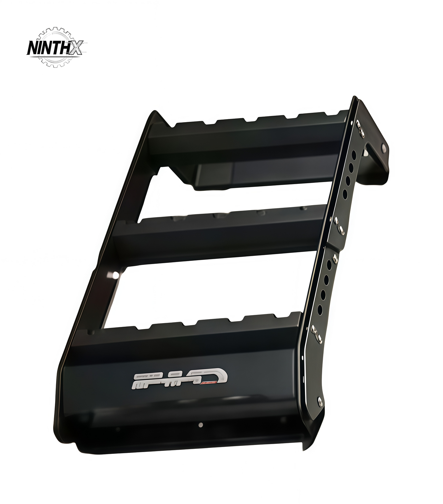 Black bolt-on side access ladder, Style 2, for Toyota Land Cruiser Prado LC250