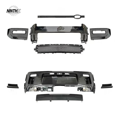 Aggressive 007-style blackout bumper trim, side profile