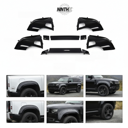 Gloss-black side skirts lower moulding kit for Defender L663 90/110/130, installed view