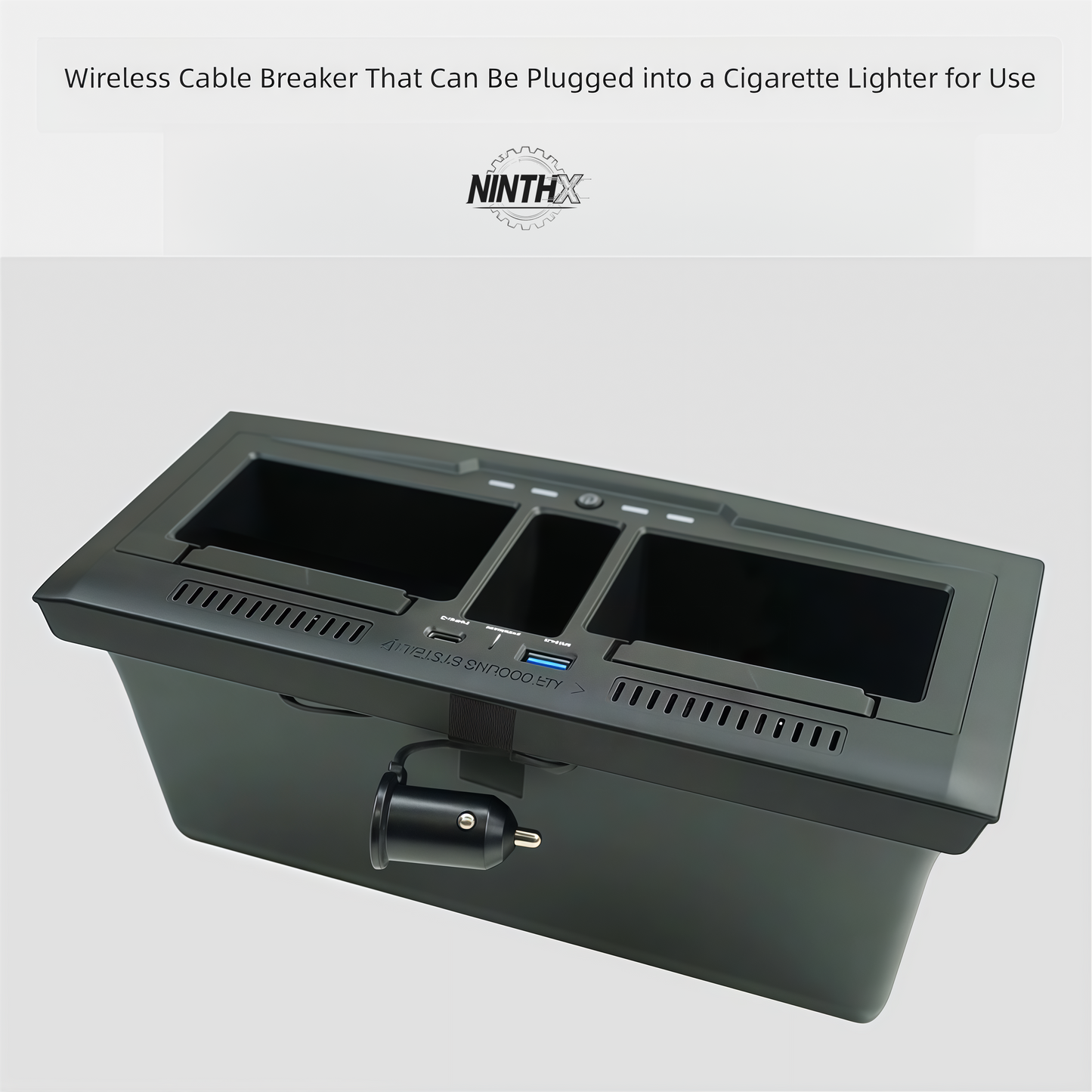 Hidden Qi wireless charger console retrofit, finish detail