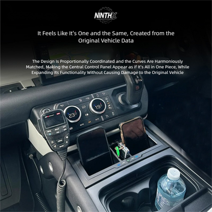15W fast wireless charger center console, detail view