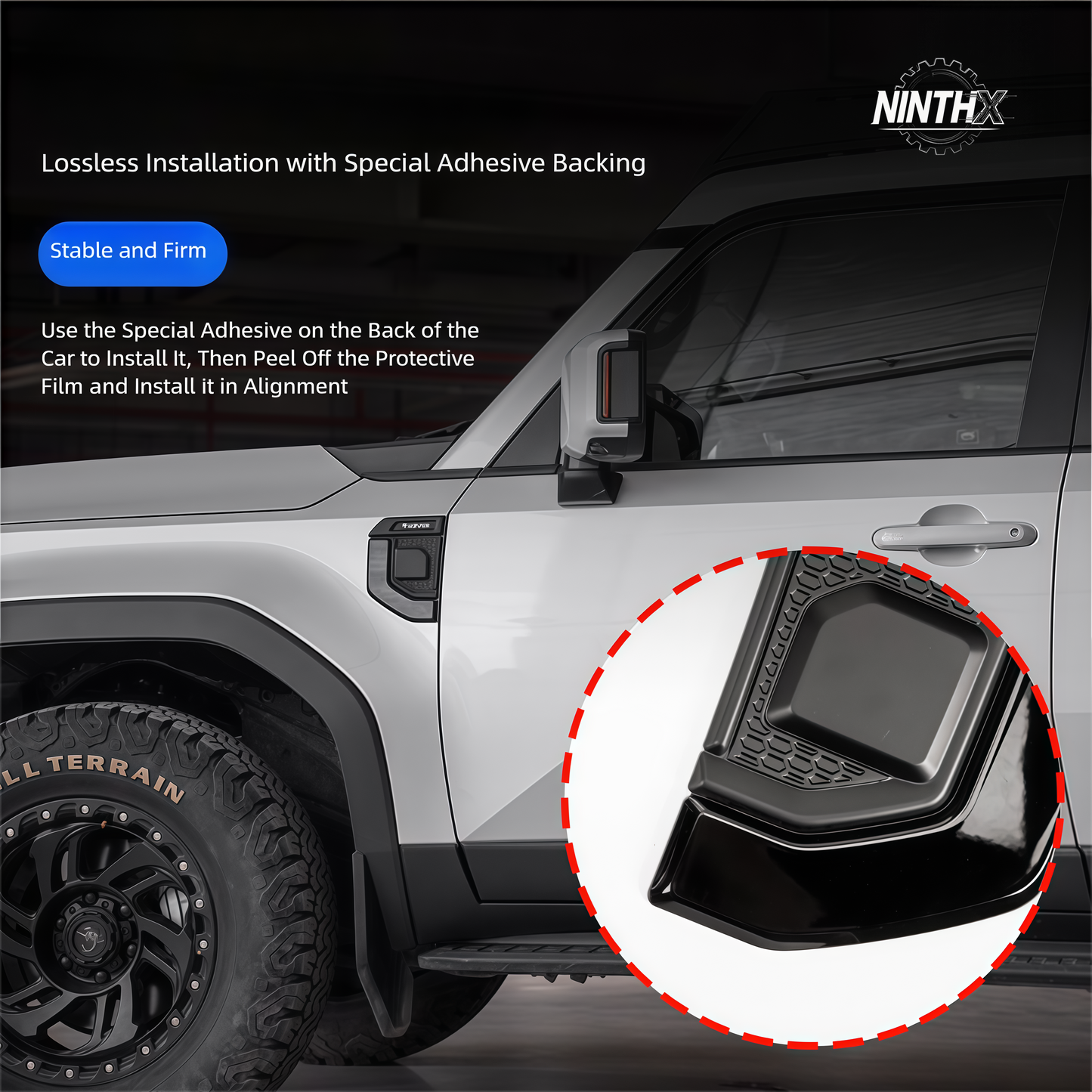 Gloss black ABS fender side vent trim covers