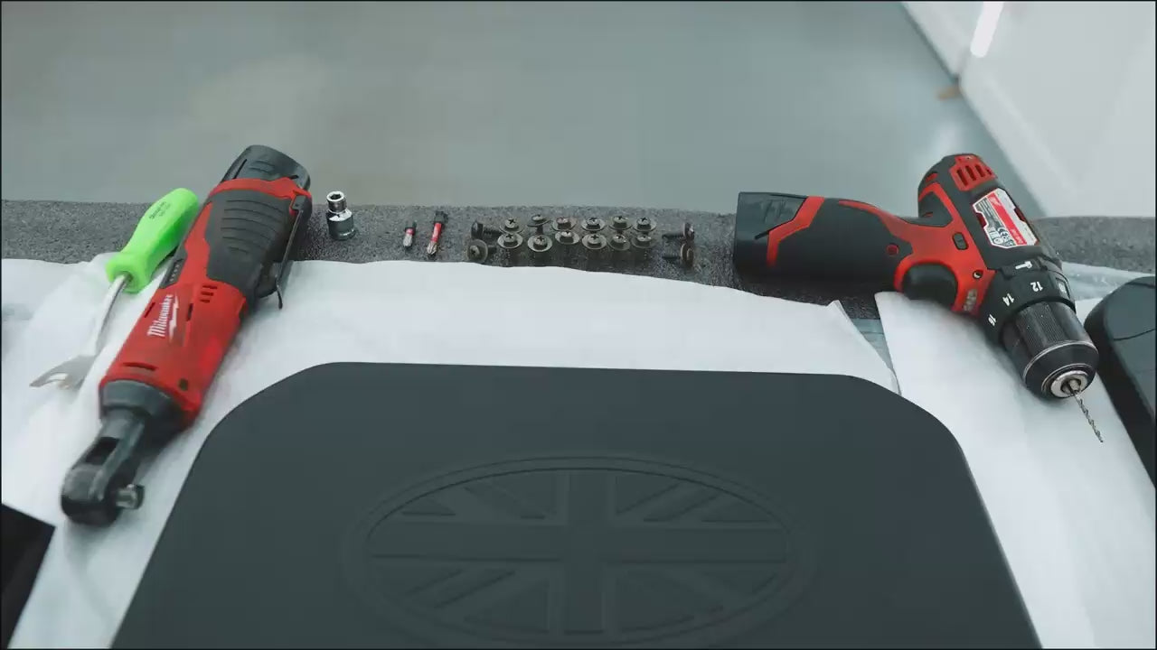 Load video: Installation guide video for Land Rover Defender L663 mud flaps, showing step-by-step mounting process on a modern Defender 90/110/130 for enhanced exterior protection.